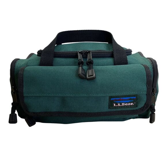 L.L. Bean Green Canvas Zippered Compartments Carry Handles AK02 Mini Duffel Bag - Picture 1 of 11